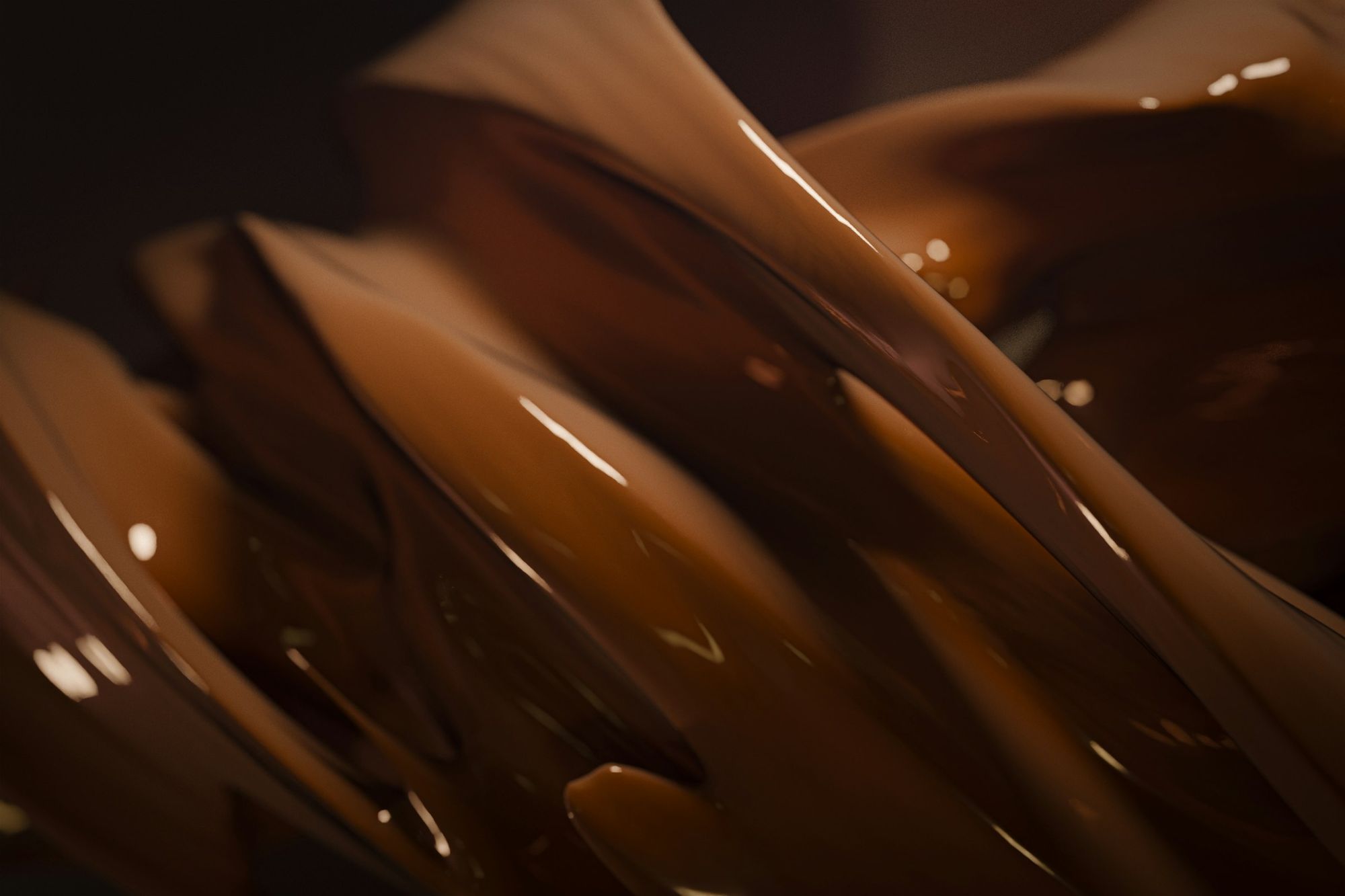 Ribbons of melted chocolate
